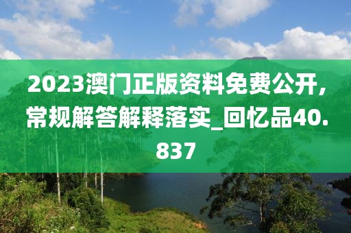 2023澳门正版资料免费公开,常规解答解释落实_回忆品40.837