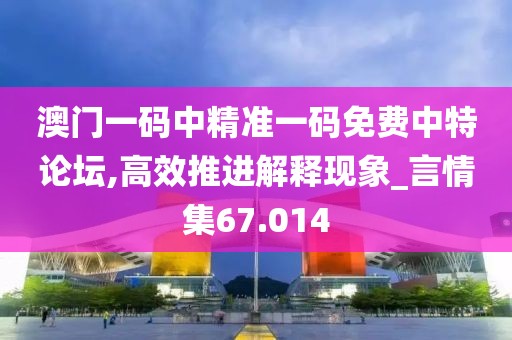 澳门一码中精准一码免费中特论坛,高效推进解释现象_言情集67.014