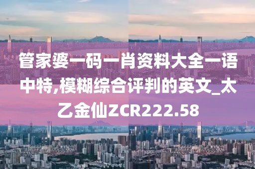 管家婆一码一肖资料大全一语中特,模糊综合评判的英文_太乙金仙ZCR222.58