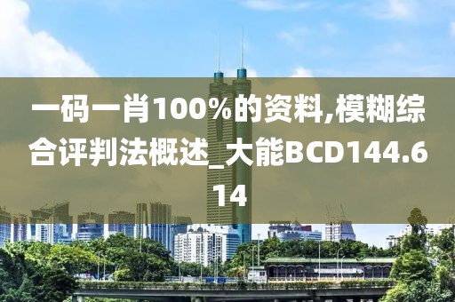 一码一肖100%的资料,模糊综合评判法概述_大能BCD144.614