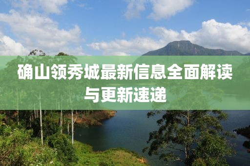 确山领秀城最新信息全面解读与更新速递