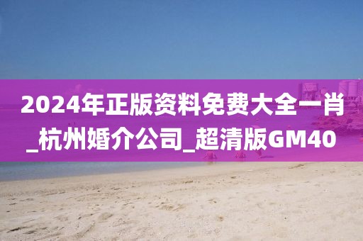 2024年正版资料免费大全一肖_杭州婚介公司_超清版GM40