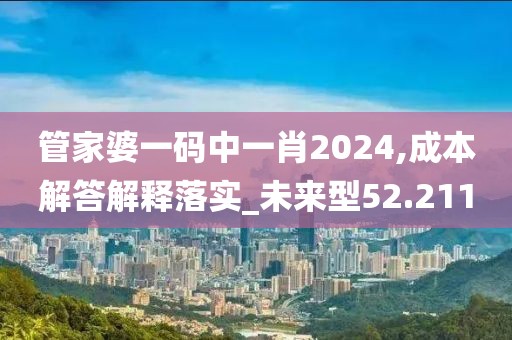 管家婆一码中一肖2024,成本解答解释落实_未来型52.211