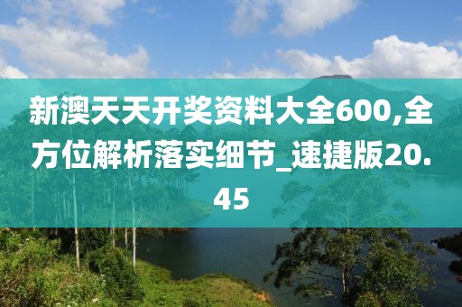 新澳天天开奖资料大全600,全方位解析落实细节_速捷版20.45