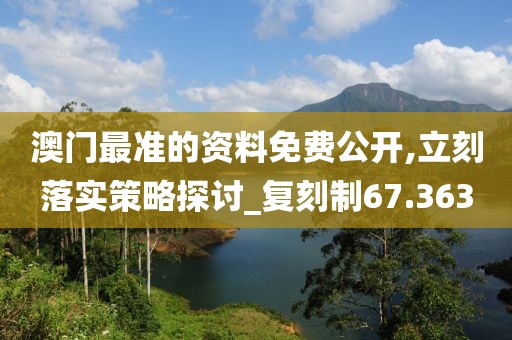 澳门最准的资料免费公开,立刻落实策略探讨_复刻制67.363