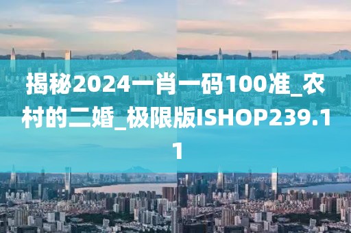 揭秘2024一肖一码100准_农村的二婚_极限版ISHOP239.11