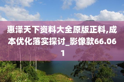 惠泽天下资料大全原版正料,成本优化落实探讨_影像款66.061