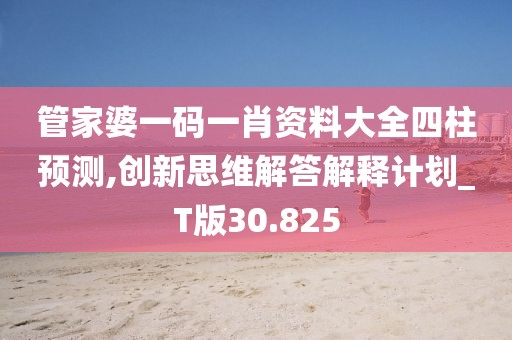 管家婆一码一肖资料大全四柱预测,创新思维解答解释计划_T版30.825