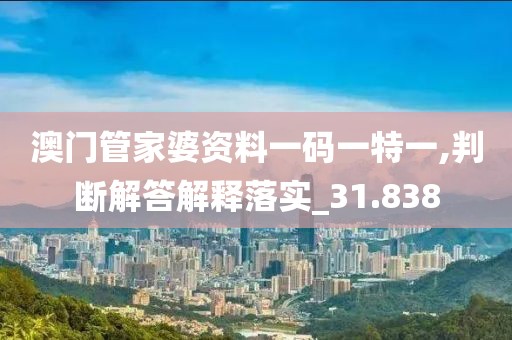澳门管家婆资料一码一特一,判断解答解释落实_31.838