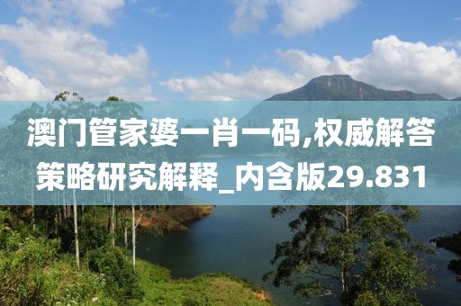 澳门管家婆一肖一码,权威解答策略研究解释_内含版29.831