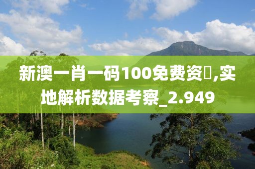 新澳一肖一码100免费资枓,实地解析数据考察_2.949