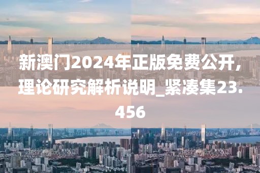 新澳门2024年正版免费公开,理论研究解析说明_紧凑集23.456