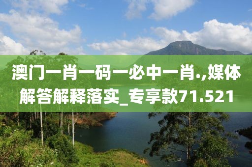 澳门一肖一码一必中一肖.,媒体解答解释落实_专享款71.521