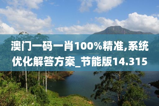 澳门一码一肖100%精准,系统优化解答方案_节能版14.315