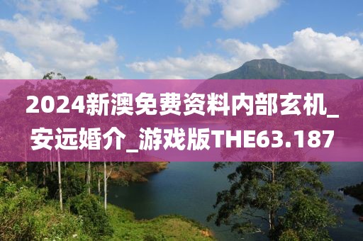 2024新澳免费资料内部玄机_安远婚介_游戏版THE63.187