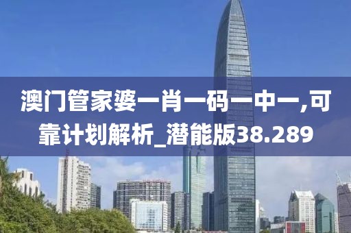 澳门管家婆一肖一码一中一,可靠计划解析_潜能版38.289
