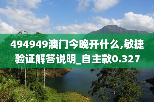 494949澳门今晚开什么,敏捷验证解答说明_自主款0.327