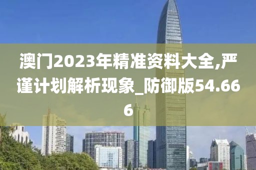 澳门2023年精准资料大全,严谨计划解析现象_防御版54.666
