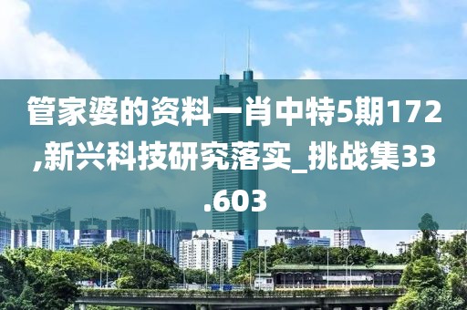 管家婆的资料一肖中特5期172,新兴科技研究落实_挑战集33.603