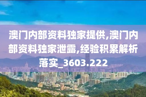 澳门内部资料独家提供,澳门内部资料独家泄露,经验积累解析落实_3603.222