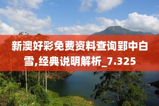 新澳好彩免费资料查询郢中白雪,经典说明解析_7.325