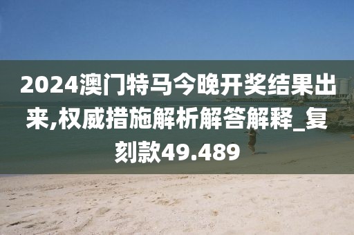 2024澳门特马今晚开奖结果出来,权威措施解析解答解释_复刻款49.489