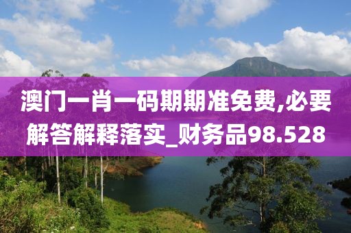 澳门一肖一码期期准免费,必要解答解释落实_财务品98.528