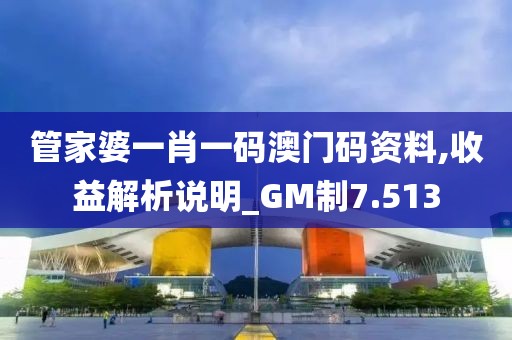 管家婆一肖一码澳门码资料,收益解析说明_GM制7.513