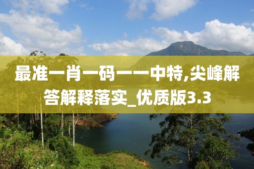 最准一肖一码一一中特,尖峰解答解释落实_优质版3.3