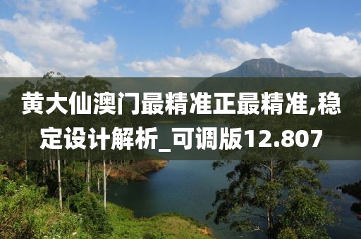 黄大仙澳门最精准正最精准,稳定设计解析_可调版12.807
