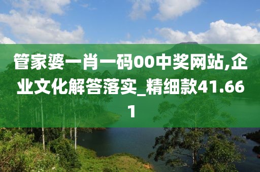 管家婆一肖一码00中奖网站,企业文化解答落实_精细款41.661