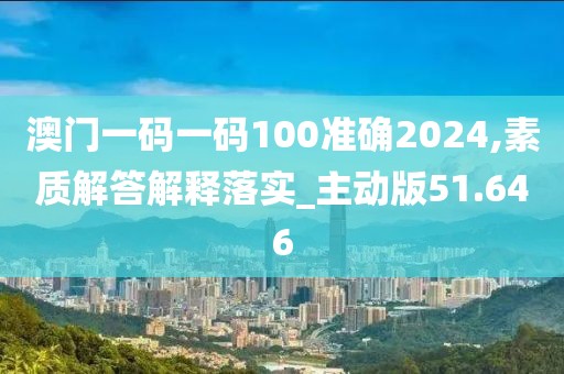 澳门一码一码100准确2024,素质解答解释落实_主动版51.646